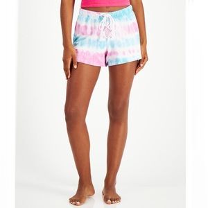 Jenni Pink & Blue Tie Dye Lace Up Printed Lougewear Shorts Size Large